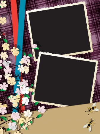 Instant photo frames collage with copy spaceのイラスト素材