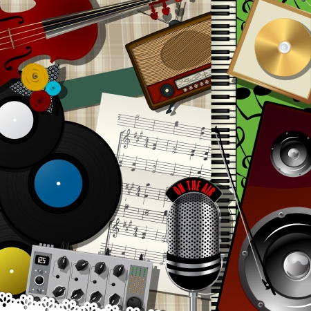 Music collage, abstract art illustration designのイラスト素材