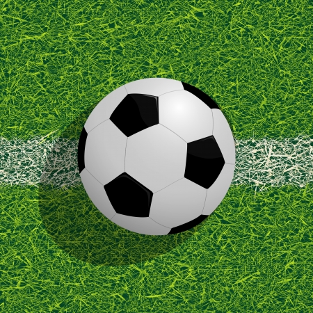 Realistic soccer ball on the field, football backgroundのイラスト素材