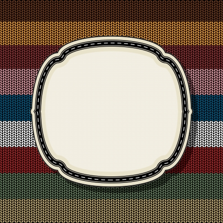 Retro style vintage label over a knitted backgroundのイラスト素材