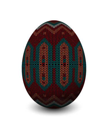  Easter egg with knitted pattern over white backgroundのイラスト素材