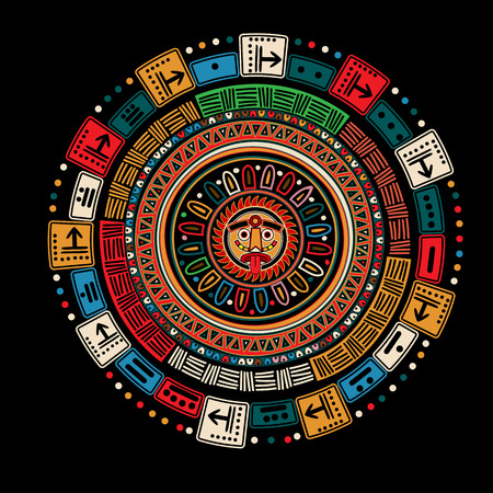 Maya calendar over black backgroundのイラスト素材