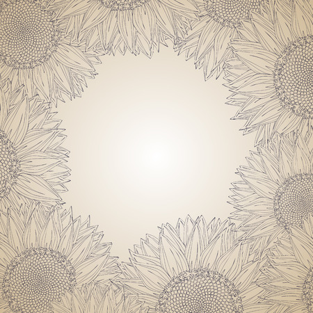 Abstract sunflowers graphic frame designのイラスト素材