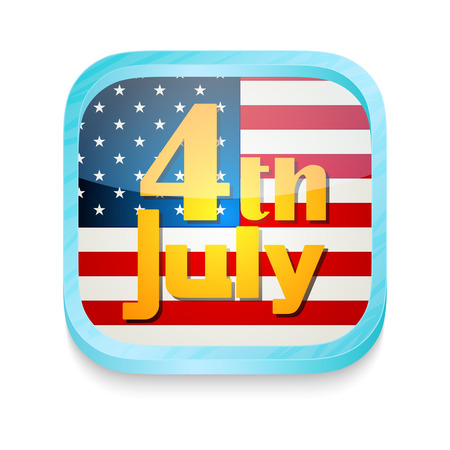 Smart phone button with July 4th and USA flagのイラスト素材