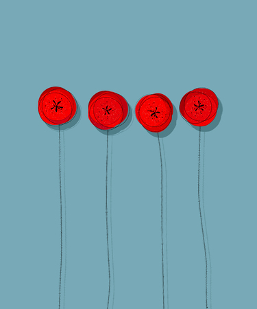 Red poppies abstract background designのイラスト素材