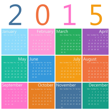 Flat style design of calendar for 2015のイラスト素材