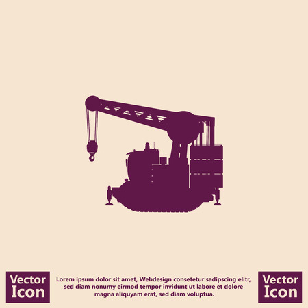 Flat style icon with crane symbolのイラスト素材