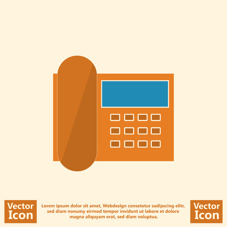 Flat style icon with telephone symbolのイラスト素材
