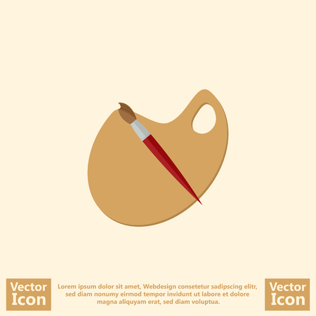 Flat style icon with paint palette and brush symbolのイラスト素材