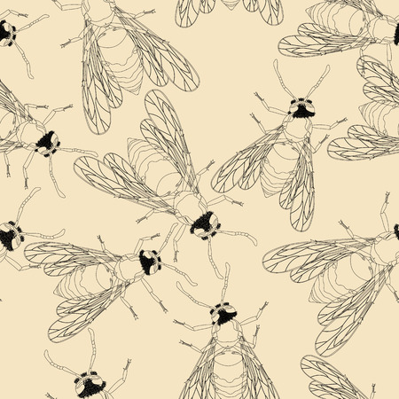 Seamless pattern design with beesのイラスト素材