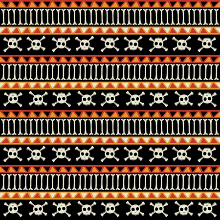 Bones and skulls seamless repeating pattern designのイラスト素材
