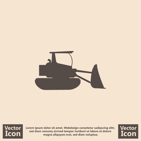 Flat style icon with bulldozer symbolのイラスト素材