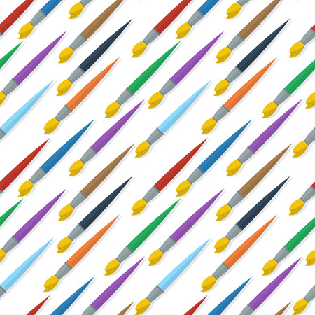 Paintbrushes seamless pattern against white backgroundのイラスト素材