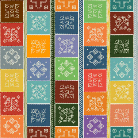 Patchwork pattern tile,  seamless composition in colorsのイラスト素材