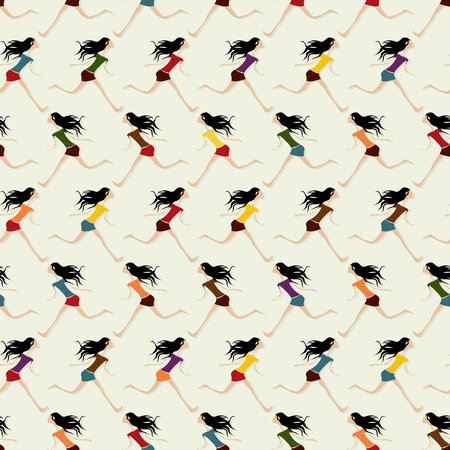 Running girl seamless pattern designのイラスト素材