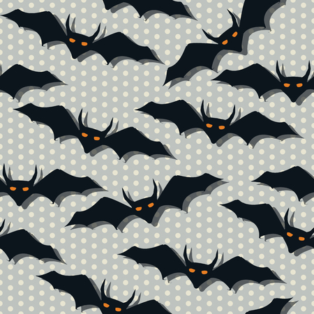 Scarry bats flying, Halloween seamlesss pattern.のイラスト素材