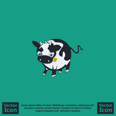 Flat style icon with cow symbolのイラスト素材