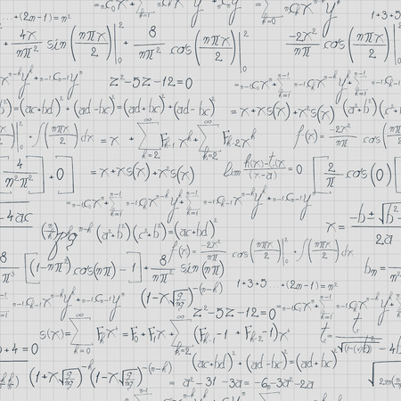 Square mathematical  paper with equation and formula. Seamless pattern designのイラスト素材