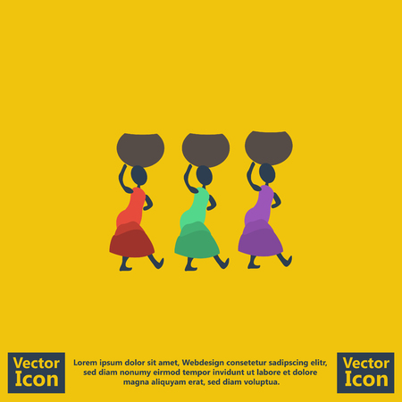 Flat style icon with  african women symbolのイラスト素材
