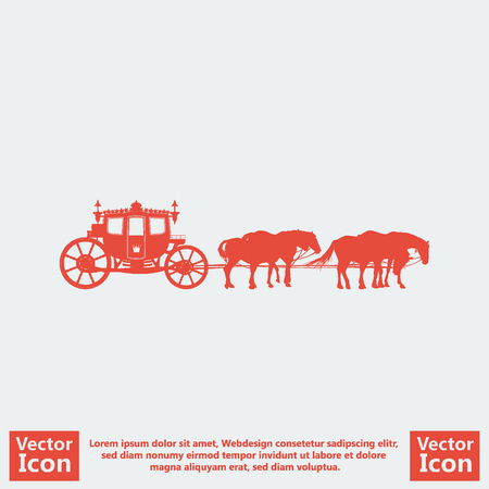 Flat style icon with  royal horse carriage and horses symbolのイラスト素材
