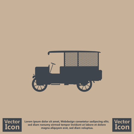 Flat style icon with vintage truck symbolのイラスト素材