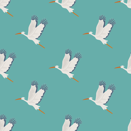 Seamless wallpaper pattern with flying storksのイラスト素材