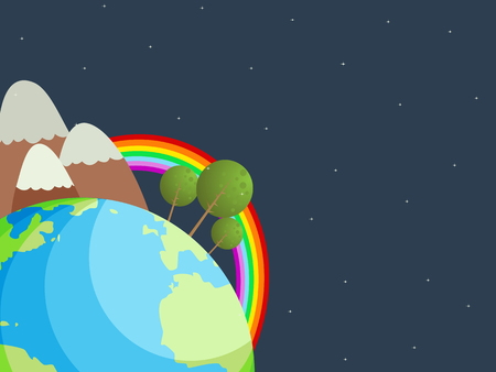 Background illustrion with planet Earth on the night time skyのイラスト素材