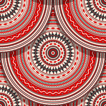 Seamless pattern fish scale design with Romanian folk motifのイラスト素材
