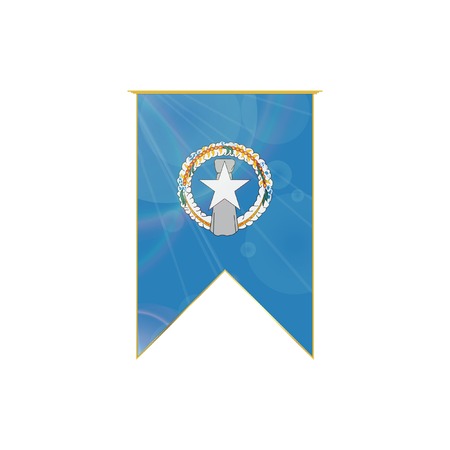 Luxury vertical ribbon with Northen Mariana Islands flag framed in goldのイラスト素材