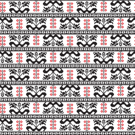 Seamless pattern design inspired by Romanian traditional embroideryのイラスト素材