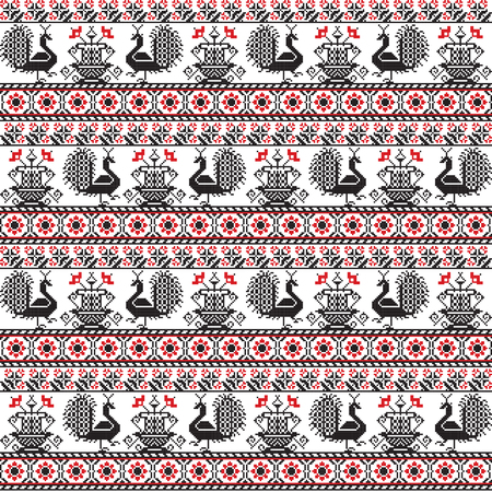 Seamless pattern design inspired by Romanian traditional embroideryのイラスト素材