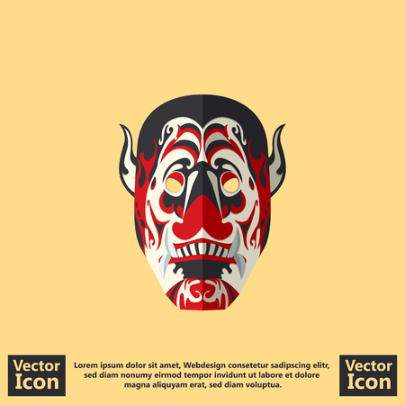 Flat style icon with tribal mask symbolのイラスト素材