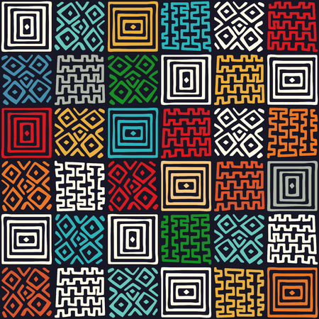 Abstract hand-drawn ethno pattern, tribal background.のイラスト素材