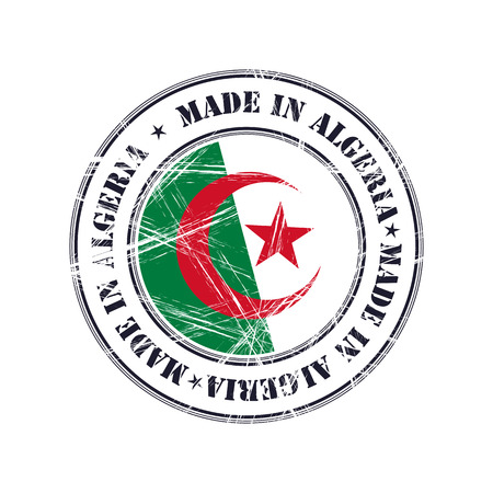 Made in Algeria grunge rubber stamp with flagのイラスト素材