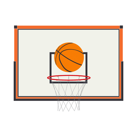 Basketball icon with ball and hoop over white backgroundのイラスト素材