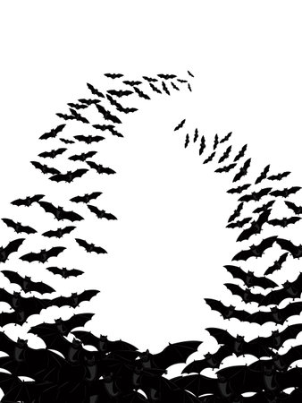 Flying bats, vector objects on whiteのイラスト素材