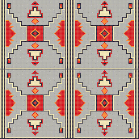 Ethnic American Indian embroidery inspired seamless pattern design. Vector backgroundのイラスト素材