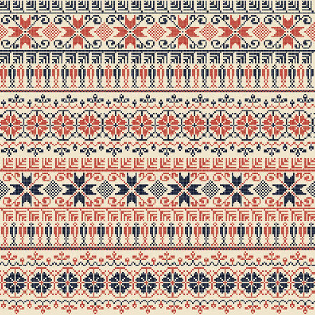 Seamless pattern design with traditional Palestinian embroidery motifのイラスト素材