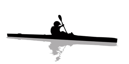 Kayak athlete silhouette over white backgroundのイラスト素材
