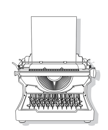 Outlined typewriter vector design, isolated and grouped objects over white backgroundのイラスト素材