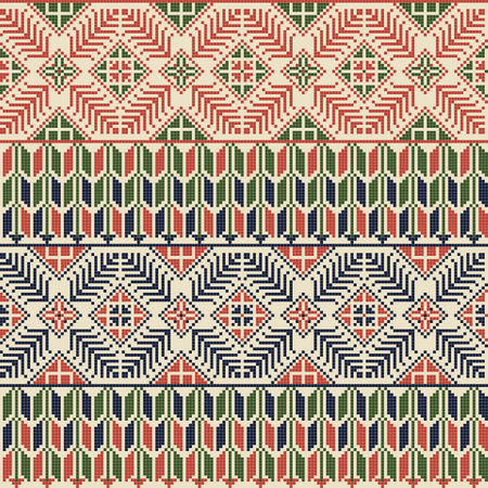 Seamless pattern design with traditional Palestinian embroidery motifのイラスト素材