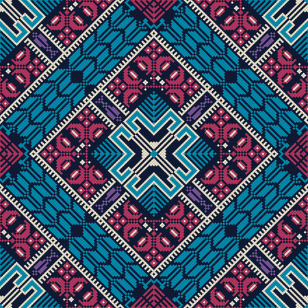 Seamless pattern design with traditional Palestinian embroidery motifのイラスト素材