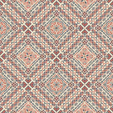 Seamless pattern design with traditional Palestinian embroidery motifのイラスト素材