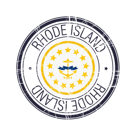 Great state of Rhode Island postal rubber stamp, vector object over white backgroundのイラスト素材