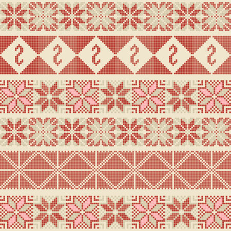 Seamless pattern design with traditional Palestinian embroidery motifのイラスト素材