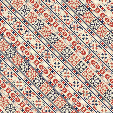 Seamless pattern design with traditional Palestinian embroidery motifのイラスト素材