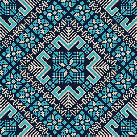Seamless pattern design with traditional Palestinian embroidery motifのイラスト素材