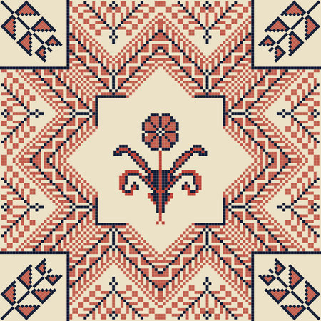 Seamless pattern design with traditional Palestinian embroidery motifのイラスト素材