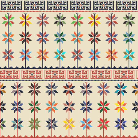 Seamless pattern design with traditional Palestinian embroidery motifのイラスト素材