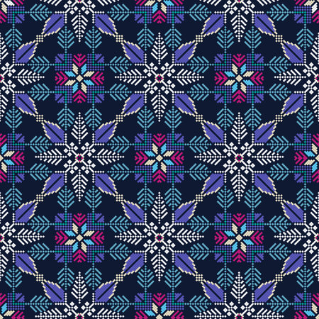 Seamless pattern design with traditional Palestinian embroidery motifのイラスト素材